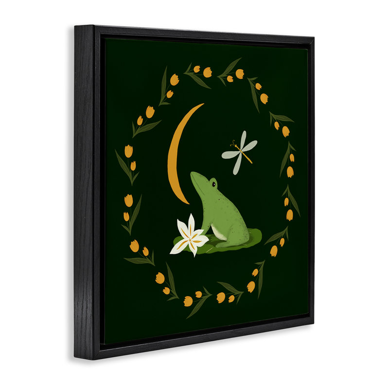  Frog & Moon Garland Canvas Wall Art by Michelle Ingari Designs, Black, 18" H x 18" W