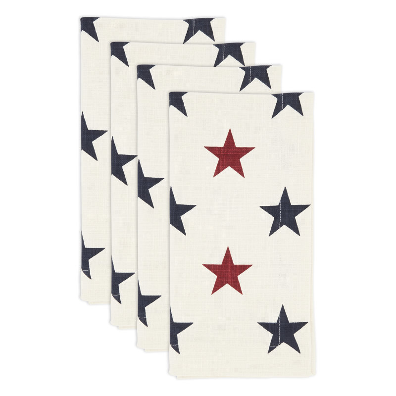 Americana Stars Napkin (Set of 4) – Patriotic Star Pattern Table Linen for Memorial Day, Fourth of July & Everyday Entertaining