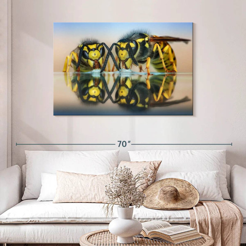 Brampt Two Wasps On Glass Table, 30" H x 45" W