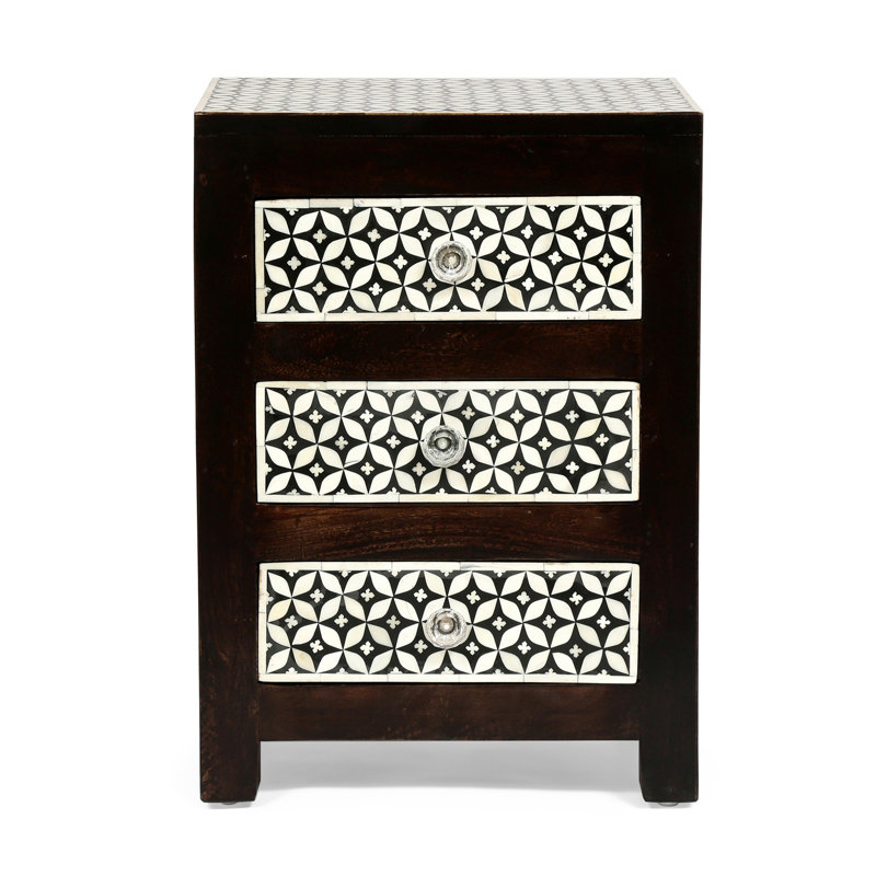Table de chevet 3 tiroirs en bois