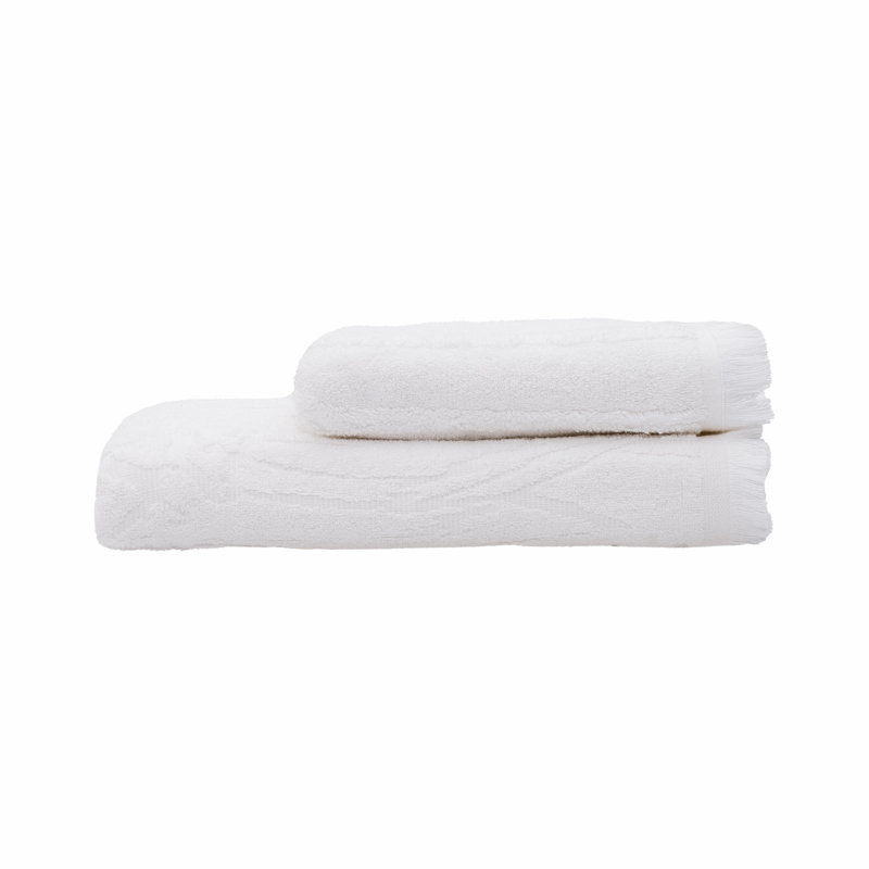 Abduh Plush Jacquard Hand Towel, White