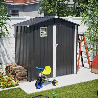 Remise de rangement en métal pour l'extérieur 6 pi x 4 pi, maison de rangement en acier pour outils utilitaires