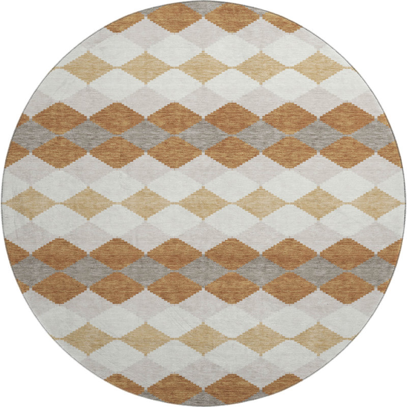 Premium Machine Washable Laclede AMF1007 Geometric Rug, Round 8'