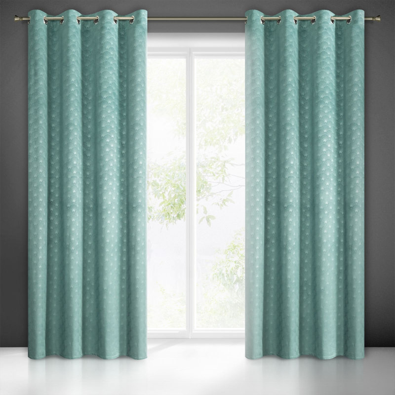 Julia Eyelet Blackout Curtain, Turquoise
