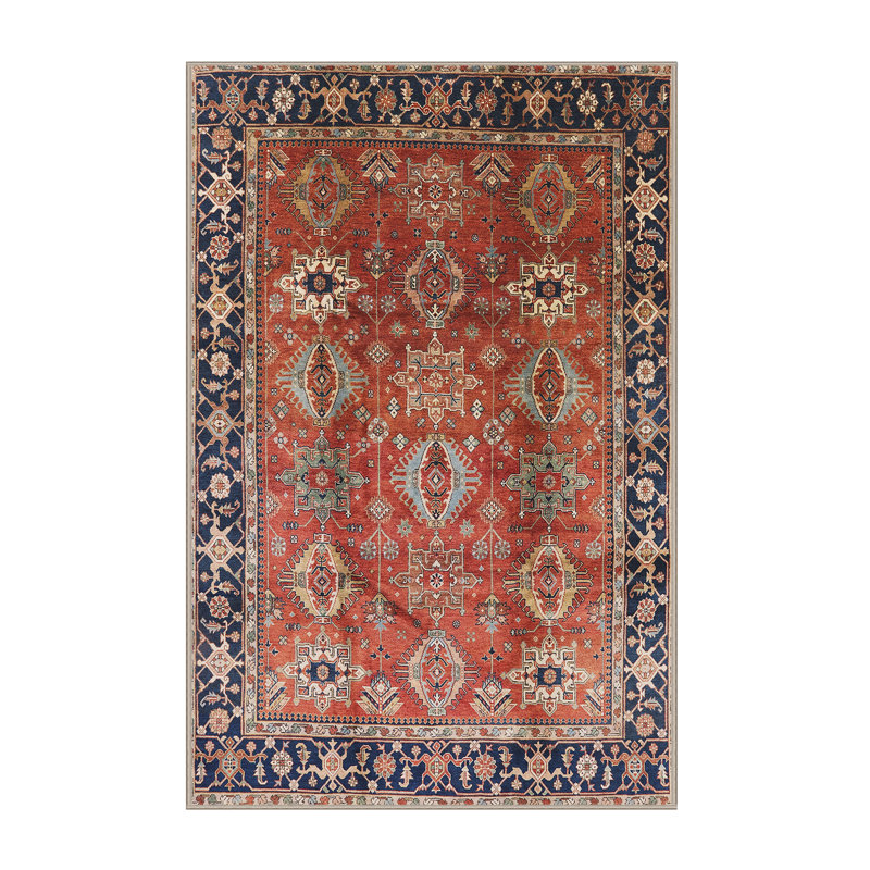 Tapis oriental orange / bleu / brun Avak, Tapis de couloir 2 pi x 5 pi