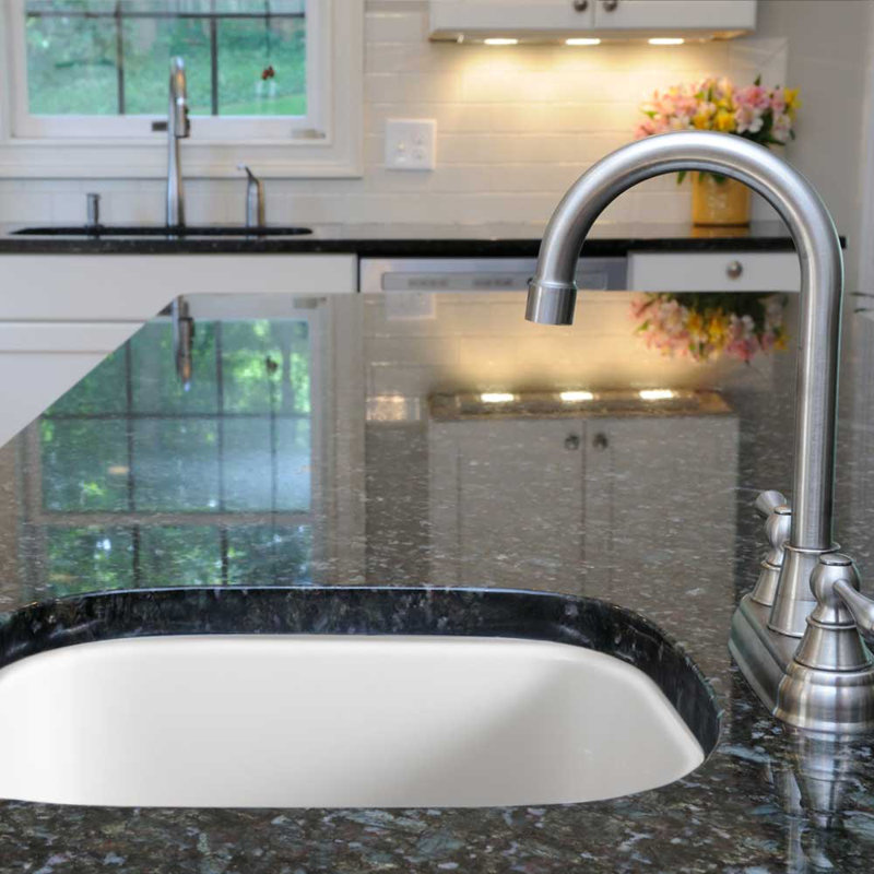Houzer Undermount Fireclay 19-Inch Square Bar Sink, White