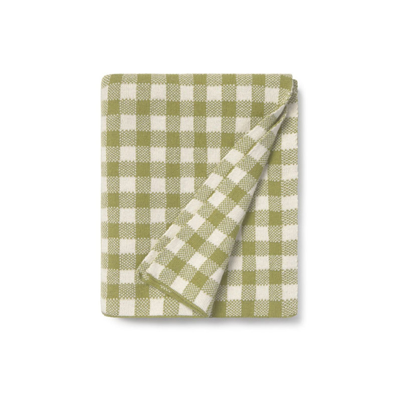 Couverture tricotée Vichy, Matcha