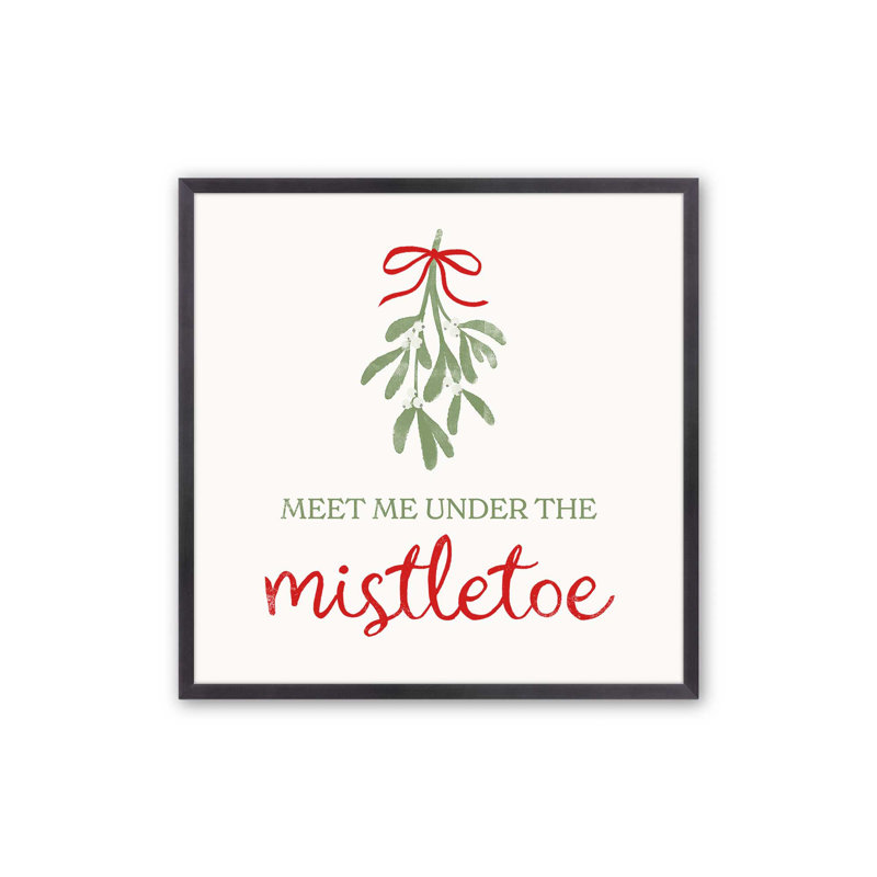 Festive Mistletoe I Print, H 13,75 po x l 13,75 po, Cadre simple en zinc patiné, bois massif