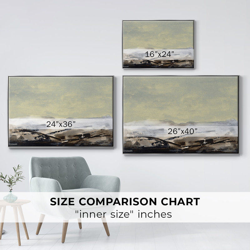 Shanthih I, peinture sur toile encadrée, H 17 po x l 25 po x P 2 po, Encadrement argenté