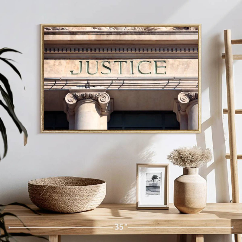 Enseigne de cour de justice, 25 po x 17 po, Cadre flottant en bois naturel