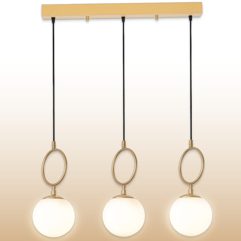 Luminaire suspendu en métal pour îlot de cuisine 3 lumières à hauteur ajustable 3 lumières, Gold