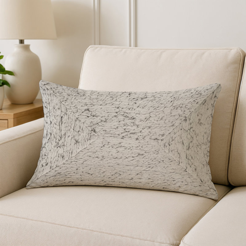 Coussin décoratif intérieur et extérieur Modern, Gris abstrait 212, Rectangle H 14 po x l 20 po