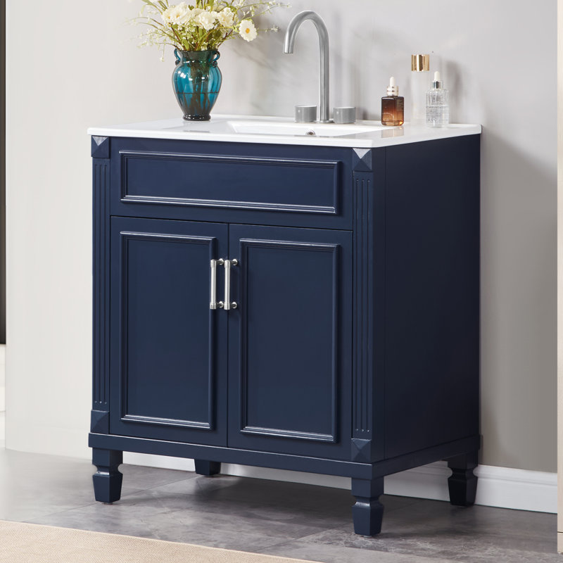 Meuble-lavabo en céramique Classic, Bleu / Argent