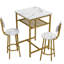 Table à hauteur de comptoir et 2 tabourets, or blanc, design tendance pour les rassemblements sociaux 3 pièces avec tabourets pliables de bar