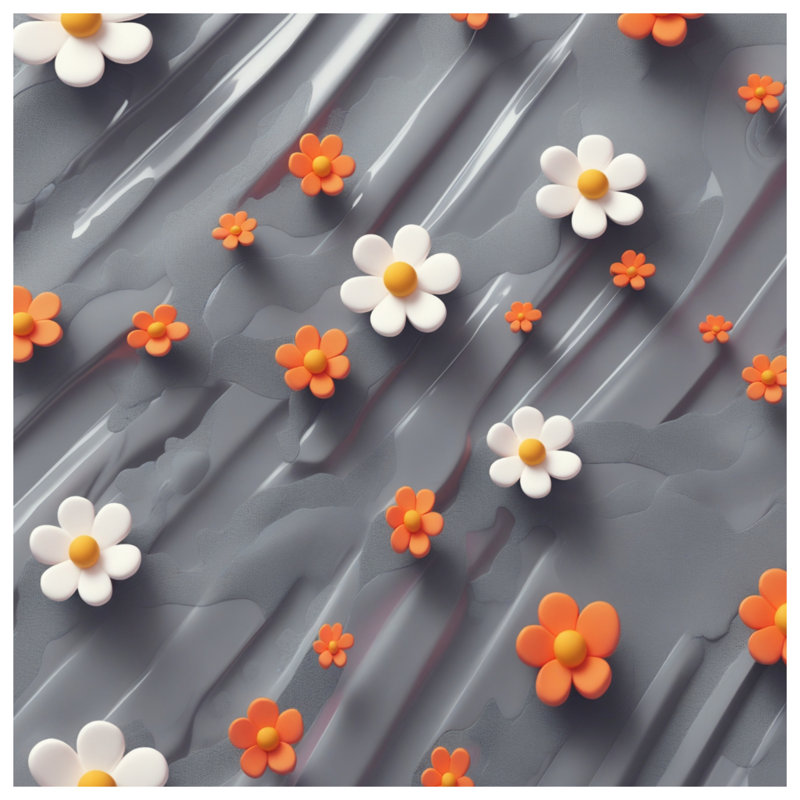 Housses de couette orange, fleurs blanches, Lit simple