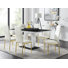 7-Piece Glass and Wood Dining Table Set with Upholstered Dining Chairs and Rectangular Table