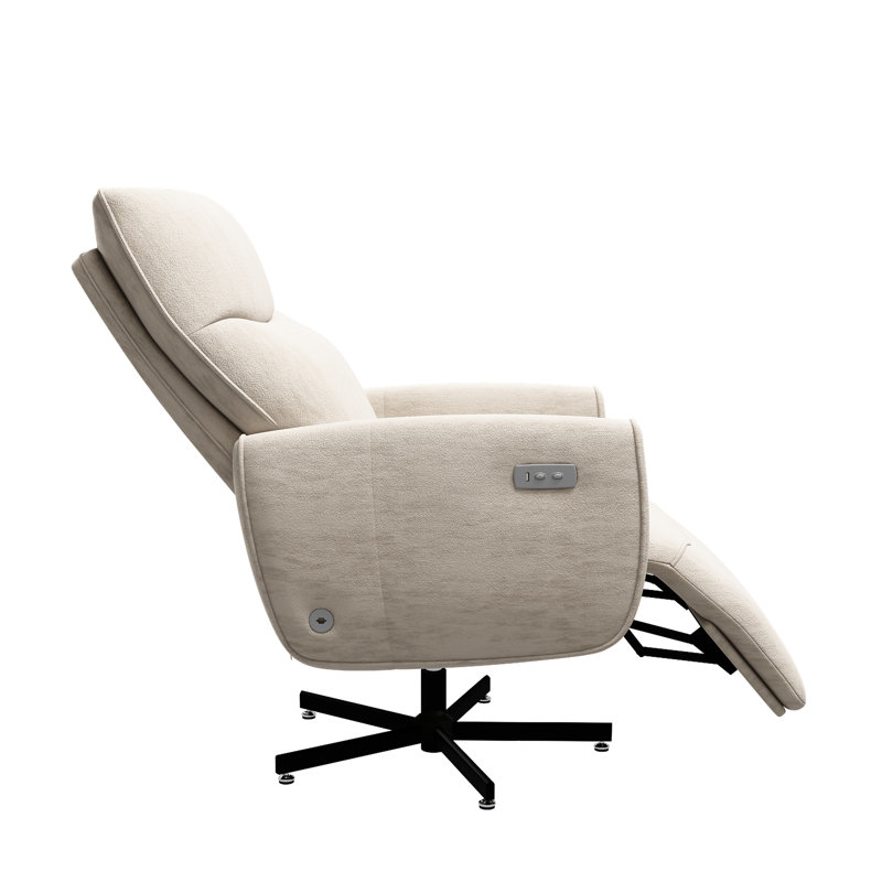 Fauteuil inclinable électrique beige avec pivotement à 360 °, inclinable électrique et de type C, pour la maison et le bureau, velours pivotant à assemblage rapide, salon de bureau confortable, processus sans effort