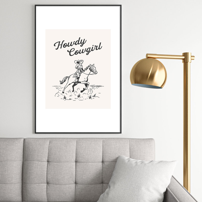 Howdy Cowgirl Black, encadré sur papier, Noir, H 36 po x l 24 po