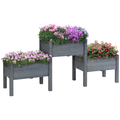 Boîte à fleurs surélevée à 3 niveaux avec jardin surélevé pour légumes, herbes et fleurs