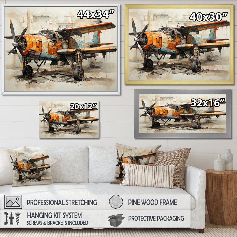 «Industrial Plane Essence I», reproduction sur toile, H 34 po x l 44 po x P 1,5 po, Toile tendue