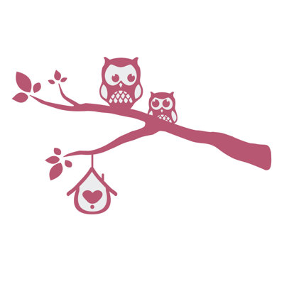 Décalcomanie murale owls sur une branche