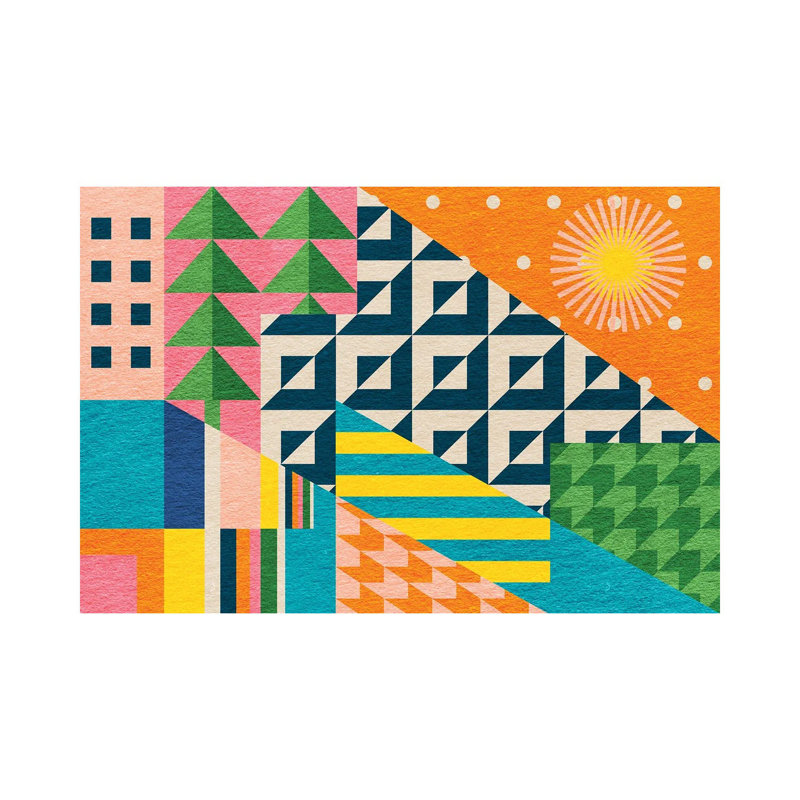 Sunshine Cityscape by Jen Du - Gallery-Wrapped Canvas Giclée on Canvas, No Frame, 30.48 cm H x 45.72 cm W