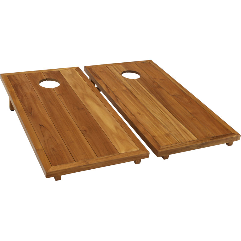 Stellar Solid Teak Corn Toss Game & Set of 8 Corn Toss Bags