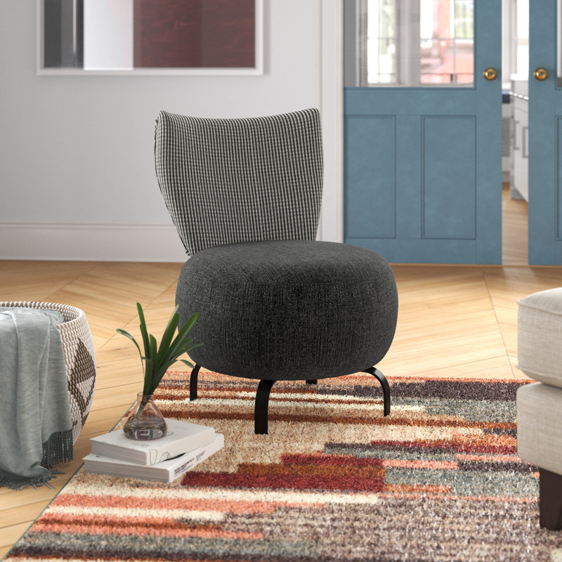 Kyzer Upholstered Slipper Chair, Anthracite/Grey