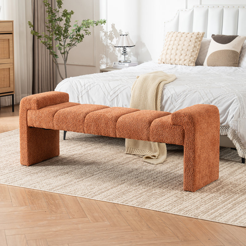 Banc rembourré 60 po avec accoudoirs et capitonné Laytona, Orange