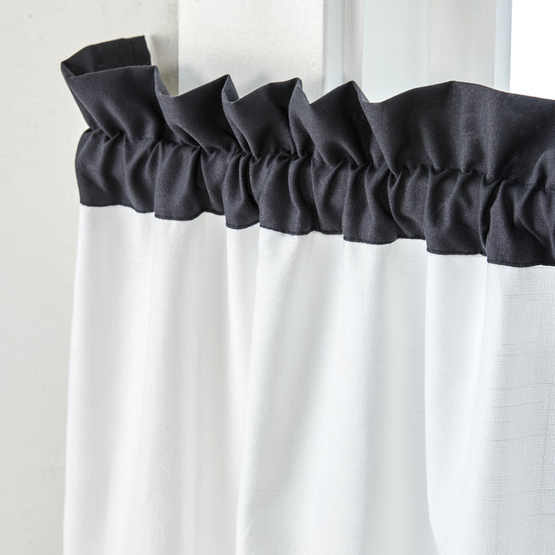 Black and White Box Pleated Rod Pocket Valance 48" x 13"