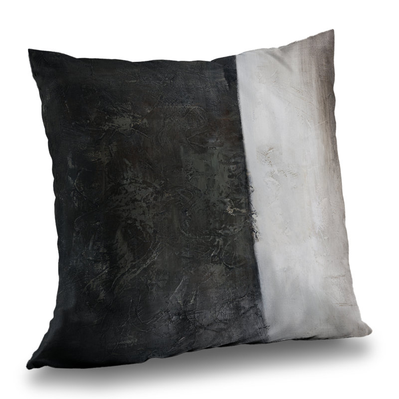 Abstract Shape Gray Poly Twill Throw Pillow – Poly Twill Throw Pillow with Insert, Double-Sided Print
