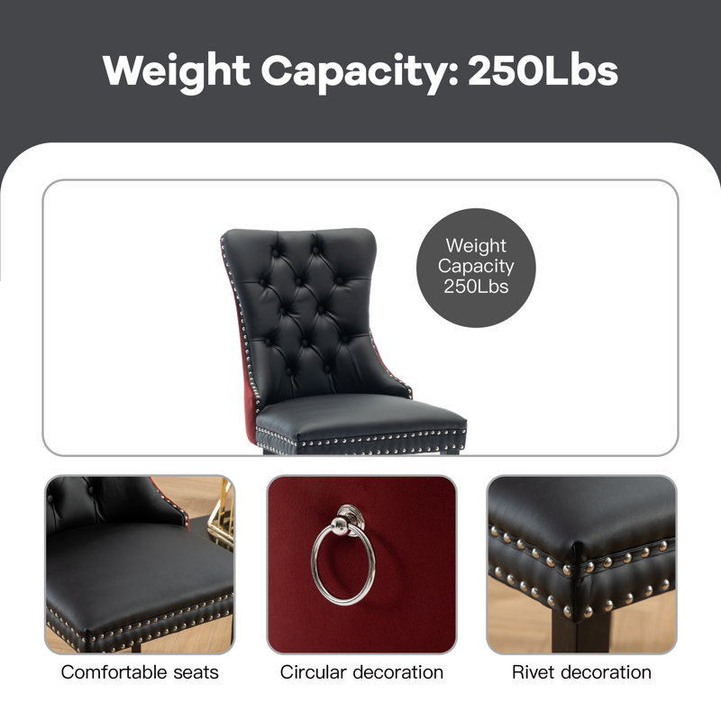 Chaise parsons capitonnée Jisha, Noir
