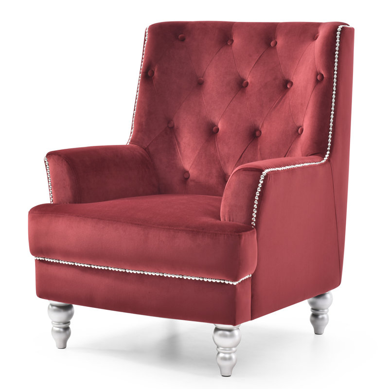 Zaria Velvet Armchair, Burgundy