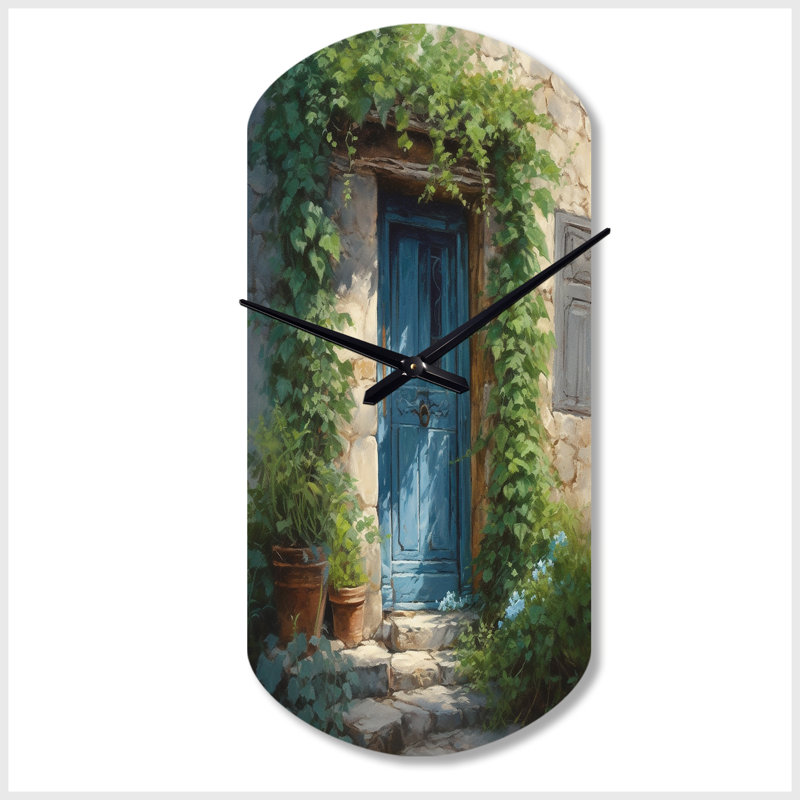 Horloge murale en métal Filippelli Blue and Beige, Petit