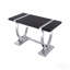 Ensemble de salon de luxe de style contemporain 3 pièces, 1 table basse, 1 table de bout, 1 table de canapé, base en tréteaux, finition noire et argentée-1251993865