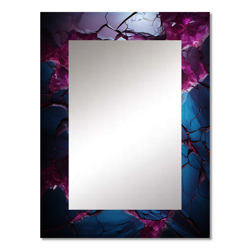 Blue And Purple Seamless Marble River III - Modern Rectangular Wall Mirror, 32" x 24"