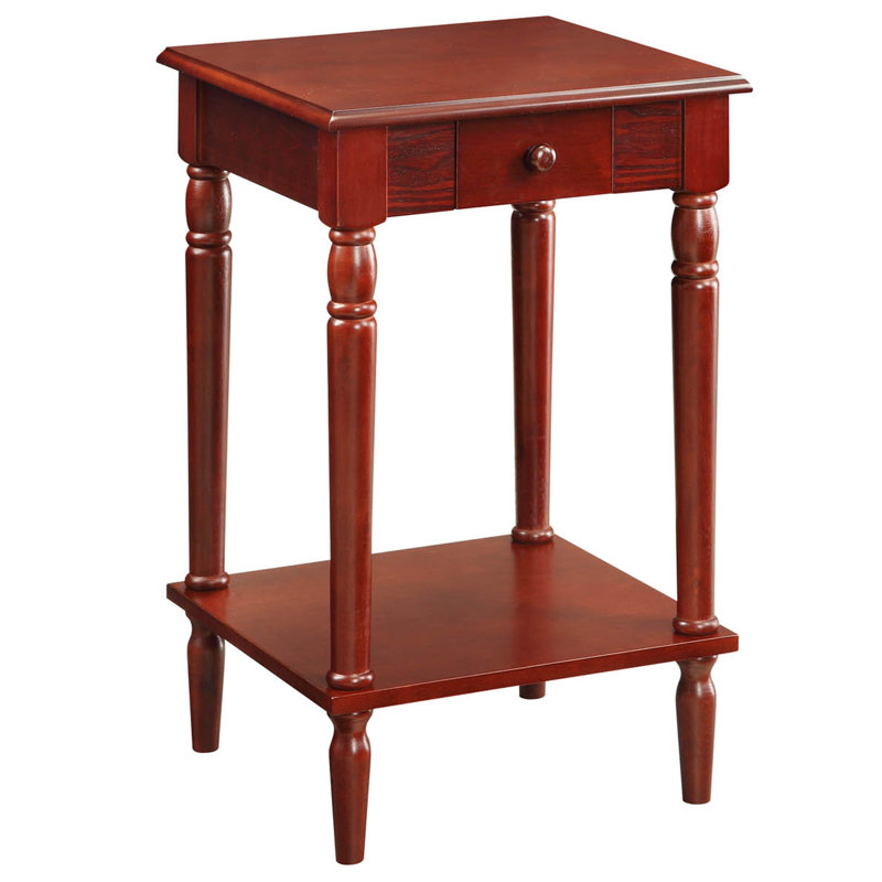 Ariella End Table with Storage, Dark Cherry