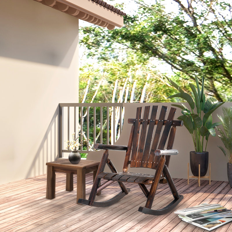 Chaise berçante en bois brun - pour l'extérieur