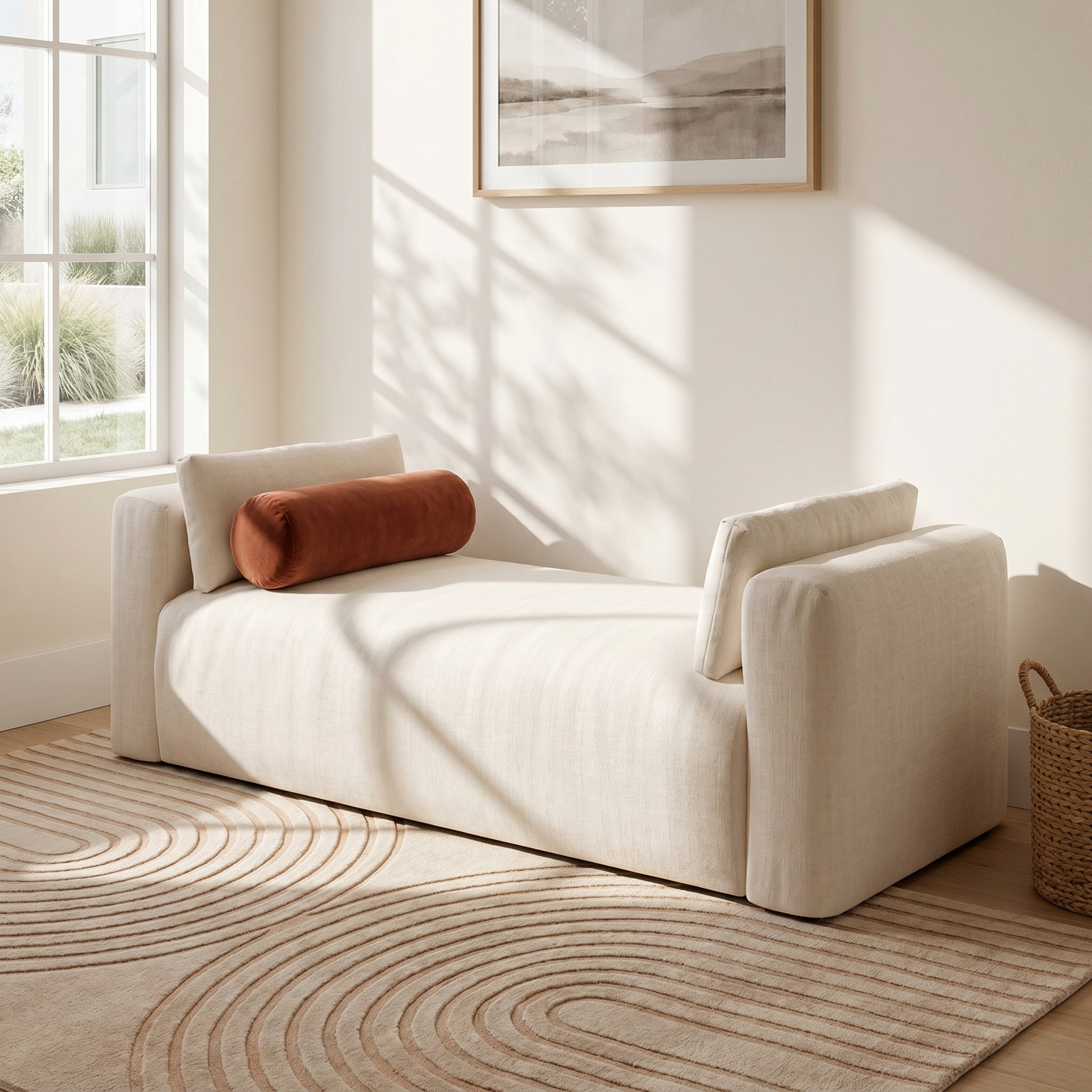 Freddie 80" Bedroom Bench, Beige