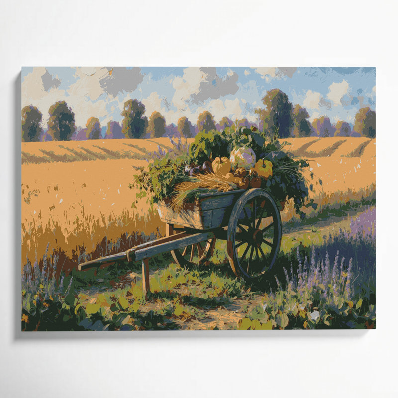 «Farm Wheelbarrows», art mural sur toile beige, H 8 po x l 10 po