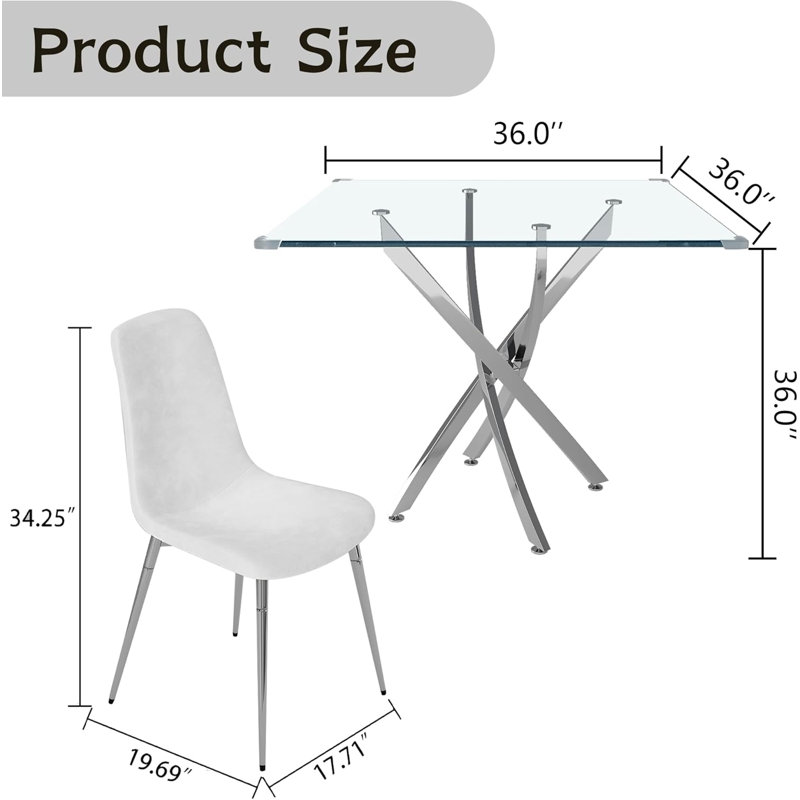 5 - Piece Pedestal Dining Set, Silver, Silver/White