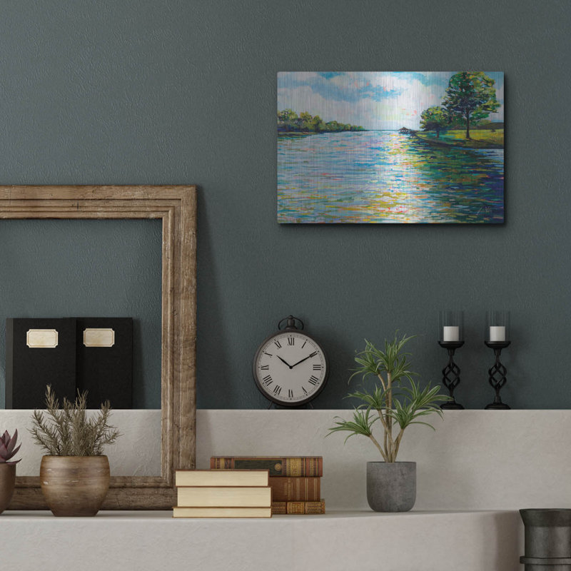 Art mural en métal «Lake View» par Jeanette Vertentes Lark Manor ™, H 12 po x l 16 po