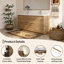  Meuble-lavabo simple 72 po en chêne naturel avec plateau en pierre blanche, 2 tiroirs et 4 portes pour salle de bain moderne-453056438