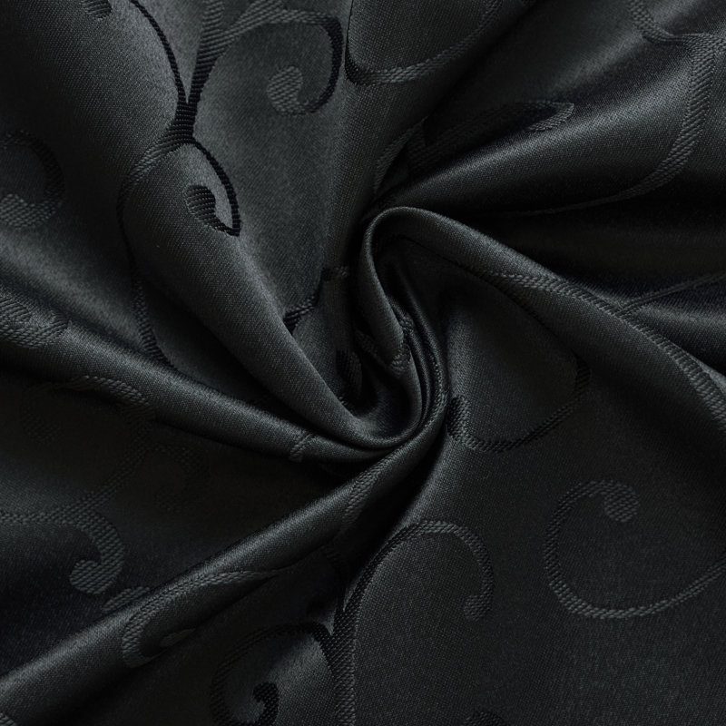 Jacquard Waterproof Thick Elegant Soft Premium Damask Branch Scroll Decorative Home Kitchen Table Cloth Liquid Repellent and Stain Resistant Tablecloth, Black Colour Round 70 Inch