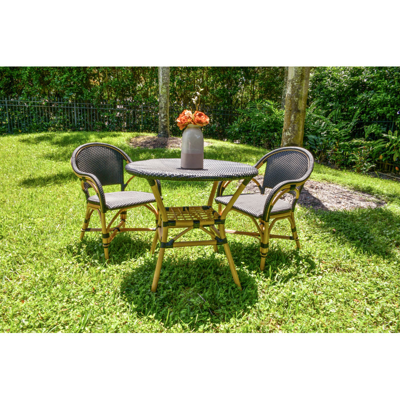 Betzabeth Bamboo Wood Patio Dining Set with Round Table