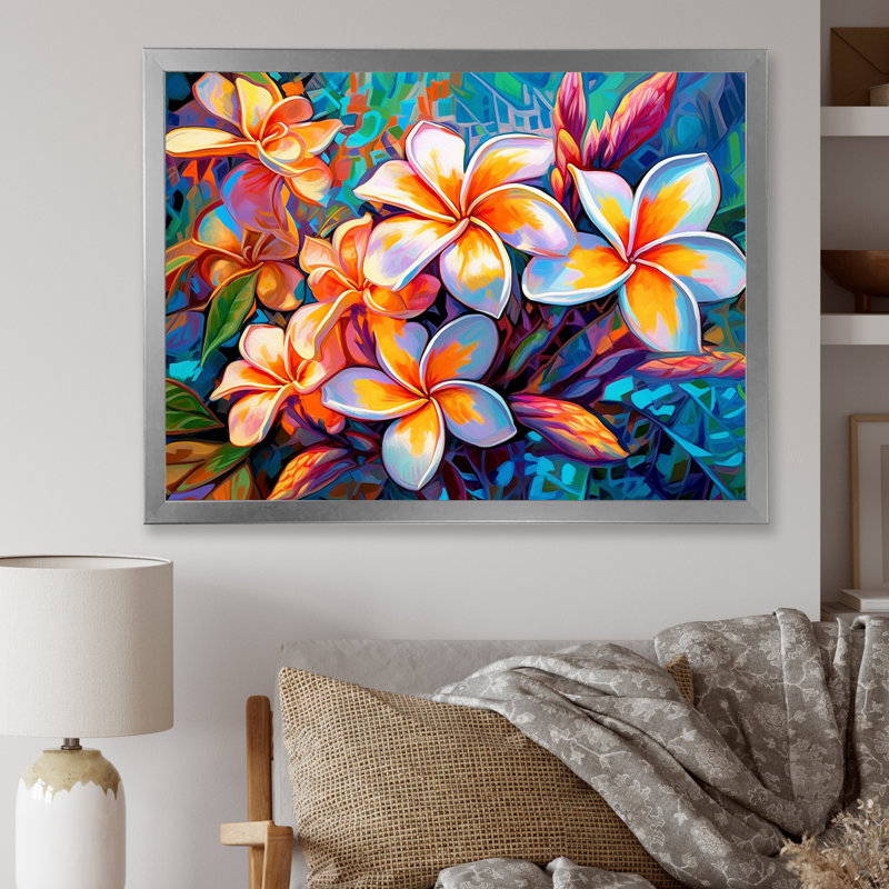 Art tropical sur toile, plumeria tropical, H 16 po x l 32 po x P 1 po, Toile tendue