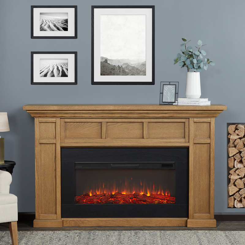 Alcott 75" Landscape Electric Fireplace by Real Flame, Standard, White Oak