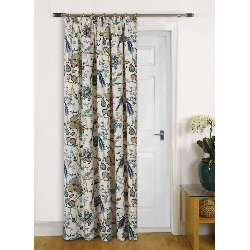 Abnel Pencil Pleat Room Darkening Door Curtain, 114 x 213 cm, Blue