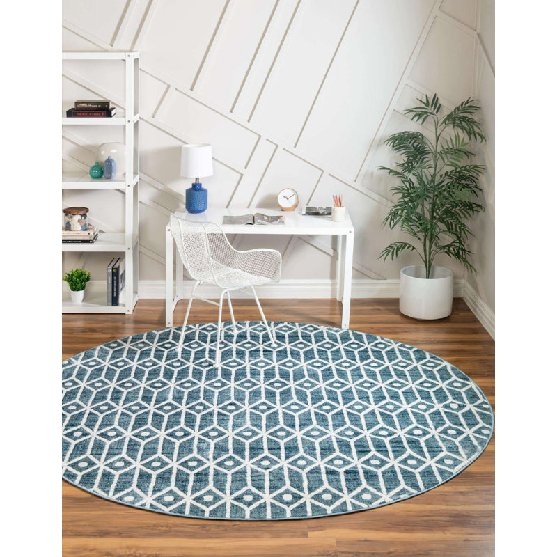 Tapis contemporain Clidy couleur de rivage, Rond 8 pi