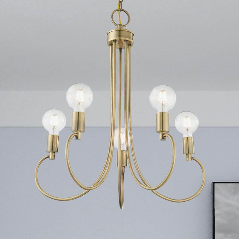 Lustre classique à 7 lumières de style bougie Hitterdal, Blanc, 5 lumières